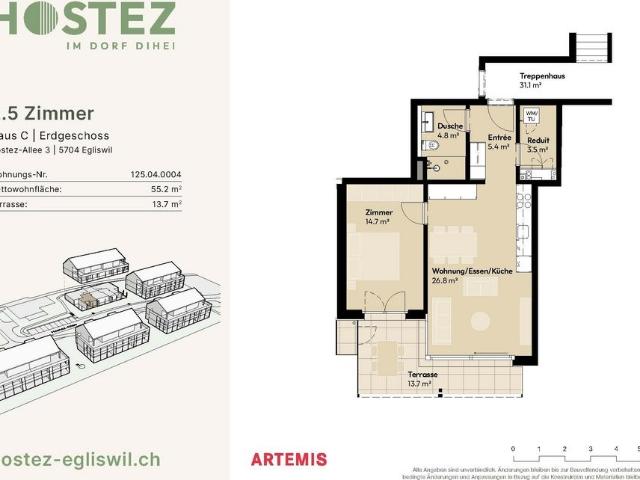 Rent a 2 ½ rooms apartment in Egliswil Flatfox