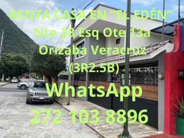 RENTA $22,000.00 CASA EN “EL EDÉN” Nte 28 Esq Ote 13a Orizaba Veracruz 3R2.5B