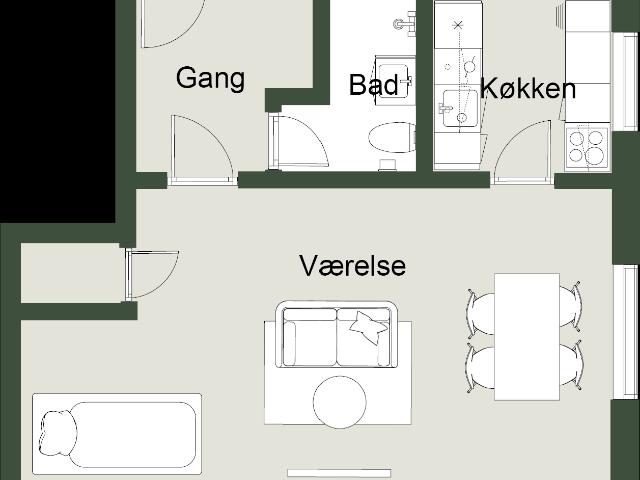 Renoveret lejlighed midt i byen