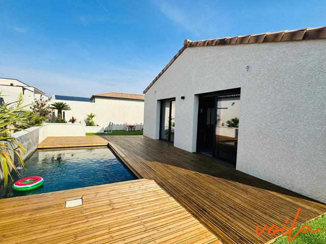 REF: YUVA 5 MN CARCASSONNE MAISON PLAIN PIED 3 CHAMBRES GARAGE PISCINE JARDIN