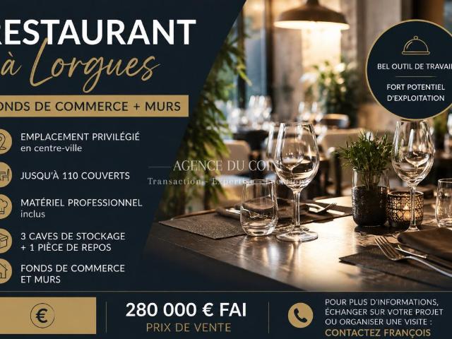 RESTAURANT À VENDRE À LORGUES – FONDS DE COMMERCE ET MURS Da