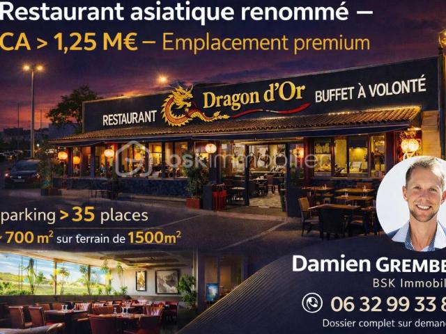 Restaurant asiatique rentable – CA > 1,25 M€ – Exploité depuis 2015 Secteur Agde