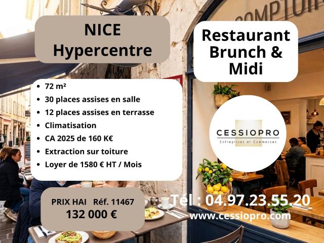 Restaurant Brunch & Midi clé en main Hypercentre de Nice