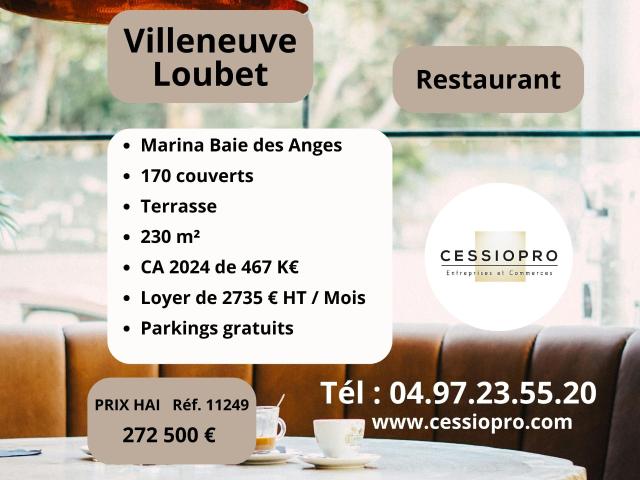 Restaurant, Villeneuve Loubet, Marina Baie des Anges, gros potentiel, belle capacité d’accueil