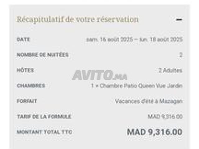 Réservation hôtel mazagon beach ressort el jadida
