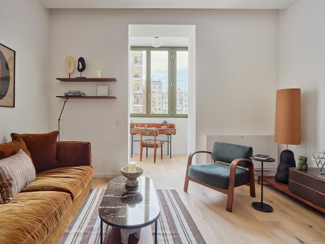 Residencia atemporal de dos dormitorios en Rambla de Catalunya