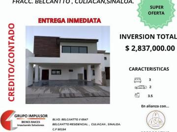 RESIDENCIA A UN SUPER PRECIO,FRACC. BELCANTTO RESIDENCIAL, CULIACAN, SIN