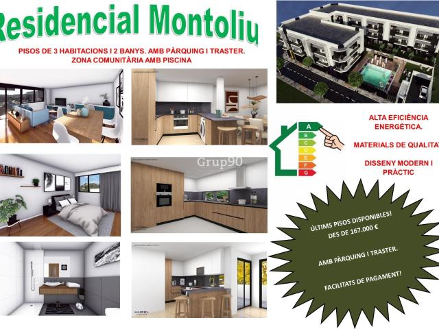 RESIDENCIAL MONTOLIU. ENCANTADOR PISO 3 HABITACIONES. CON PARKING Y TRASTERO. ZONA COMUNITARIA
