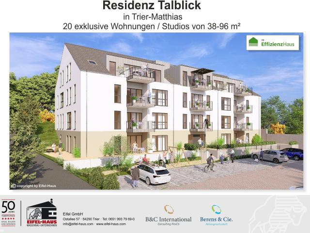 Residenz Talblick in Trier Feyen 20 exklusive Wohnungen/Studios von 38m² bis 96m²