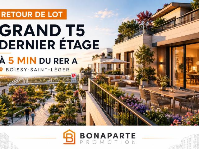 RETOUR DE LOT – GRAND T5 DERNIER ÉTAGE À 5 MIN DU RER A 5 pièces, 103 m²