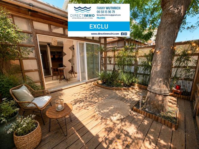 REZ DE JARDIN: F2 TRAVERSANT AVEC VERANDA, DOUBLE TERRASSE ET PARKING PRIVÉ !
