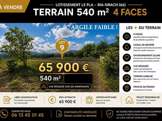 Ria Sirach 66500 Achat / Vente terrain