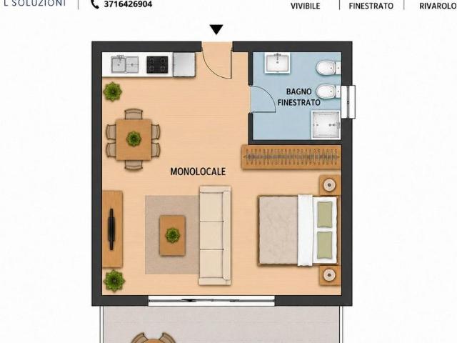 Rivarolo monolocale con terrazzo libero da subito
