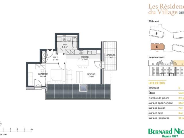 Roof flat with 2.5 rooms on sale in Denges 57 m² | dreamo. Ch