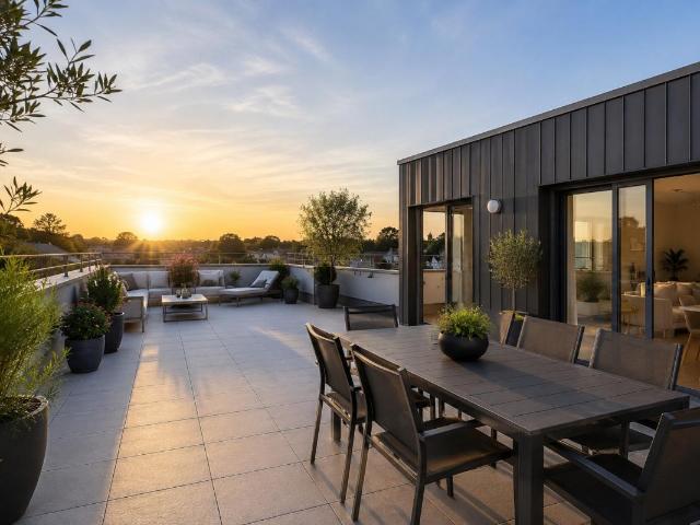 ROOFTOP * T4 en ATTIQUE – TERRASSE plein ciel de 100m² – 2 PARKINGS – Bruges au calme