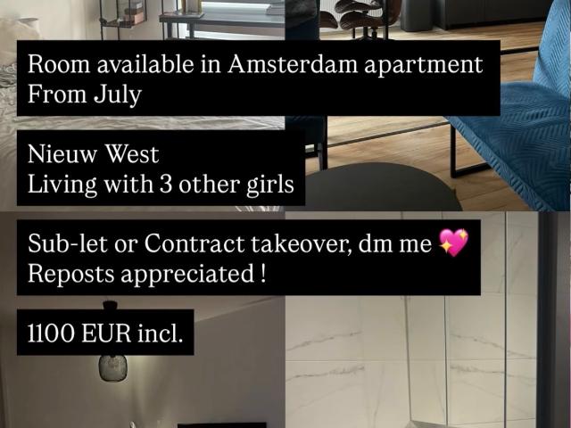 Room available ASAP in apartment in Amsterdam Nieu