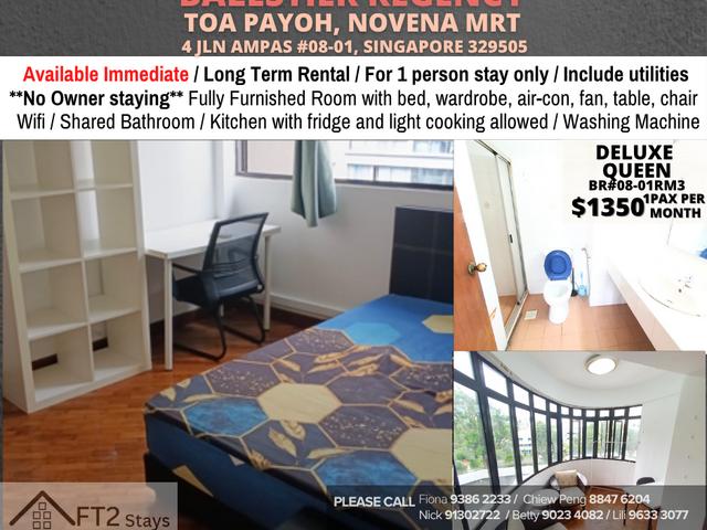 room / TOA PAYOH, NOVENA MRT / Classic room / 1pax stay / Available Immediately