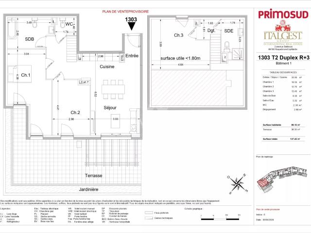 Roquebrune‑Cap‑Martin – Le Bellevue – 4 pièces en duplex au dernier étage avec terrasse panoramique