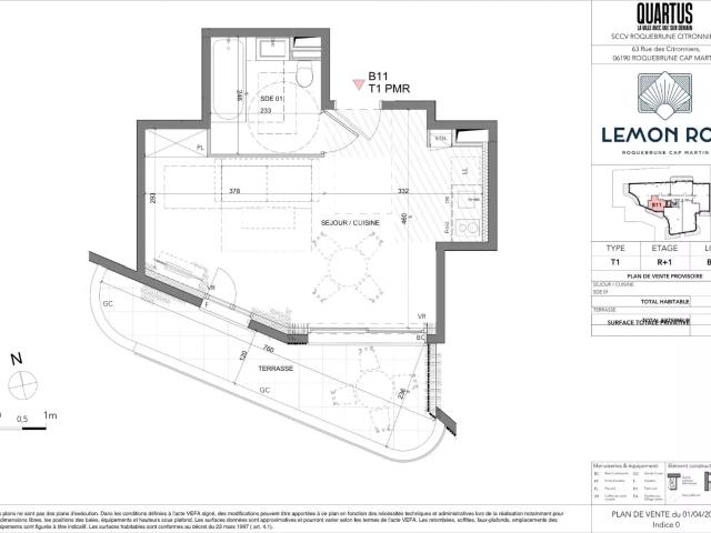 Roquebrune‑Cap‑Martin · T1 B11 – Lemon Roc · Studio neuf avec terrasse, livraison fin 2028, frais de notaire réduits et parking inclus