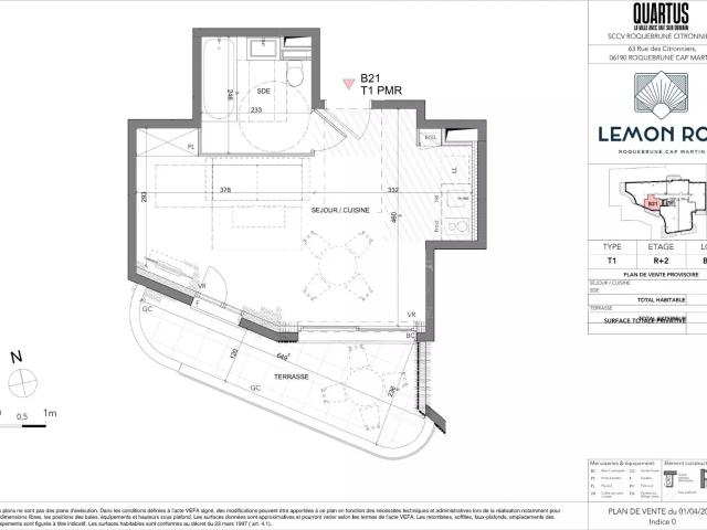 Roquebrune‑Cap‑Martin · T1 B21 – Lemon Roc · Studio neuf avec terrasse, livraison fin 2028, frais de notaire réduits et parking inclus