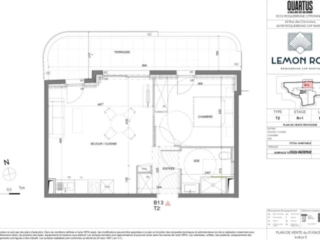 Roquebrune Cap Martin · T2 B13 – Lemon Roc · Appartement 2 pièces neuf avec terrasse, livraison fin 2028, frais de notaire réduits et parking inclus