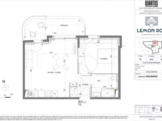 Roquebrune‑Cap‑Martin · T2 B33 – Lemon Roc · Appartement neuf avec terrasse, livraison fin 2028, frais de notaire réduits et parking inclus