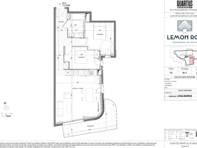 Roquebrune Cap Martin · T3 B15 – Lemon Roc · Appartement 3 pièces neuf avec terrasse, livraison fin 2028, frais de notaire réduits et deux parkings inclus