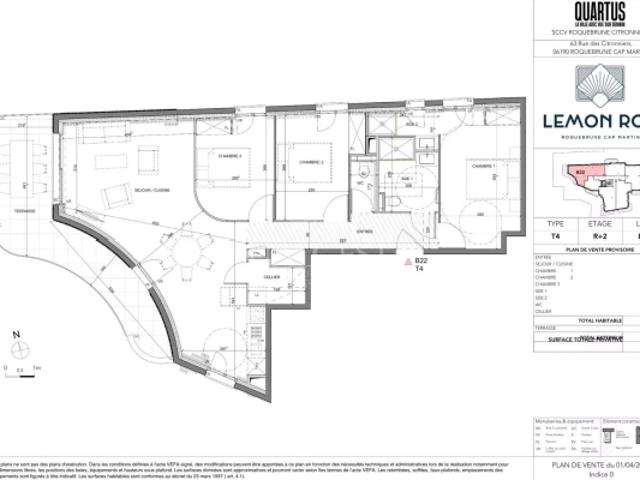 Roquebrune Cap Martin · T4 B22 – Lemon Roc · Appartement 4 pièces neuf avec terrasse, livraison fin 2028, frais de notaire réduits et deux parkings inclus