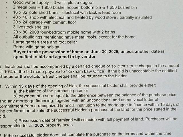 Rm Of Paynton tender For Land