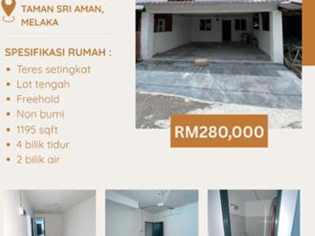 Rumah Teres Setingkat Untuk Dijual Taman Sri Aman Masjid Tanah