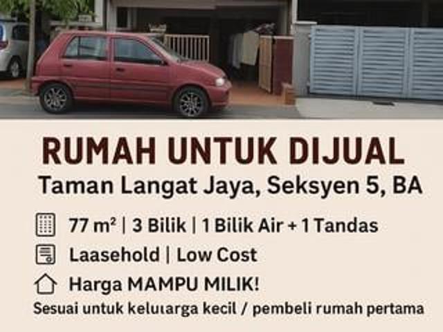 Rumah Low Cost di Taman Langat Sek 3 Bandar Baru Bangi