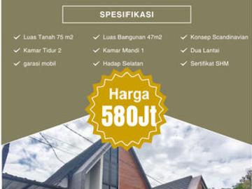rumah Scandinavian siap huni sisa 1 unit lokasi strategis dan nyaman