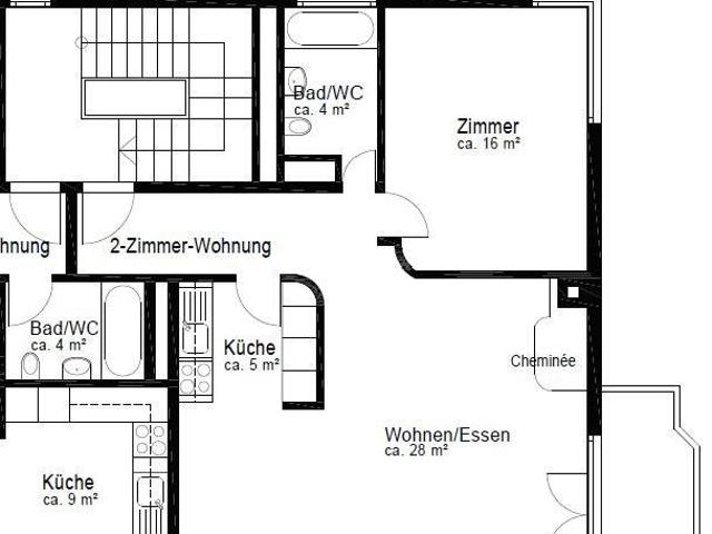 Ruhige 2.5 Zimmerwohnung mit Cheminée und Balkon