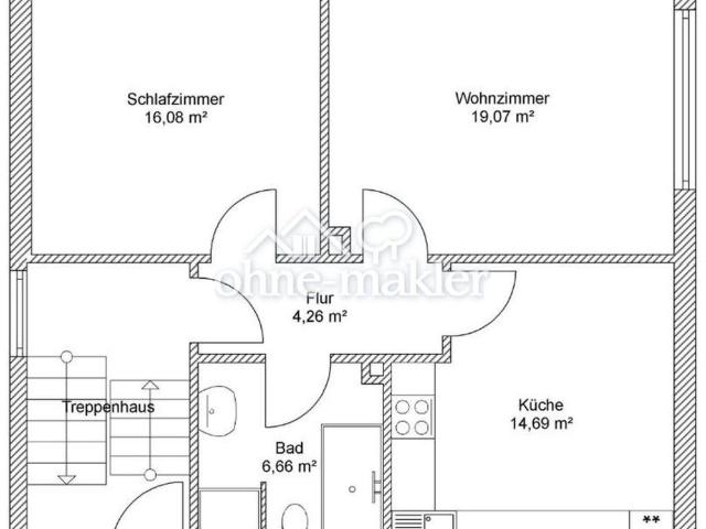 Ruhige, helle 2,5 Zimmer Wohnung mit großem Garten in Südlage