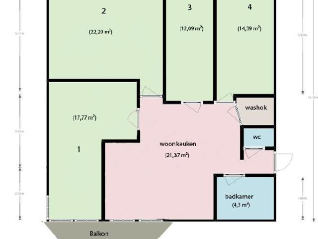 Ruime lichte Kamer met balkon