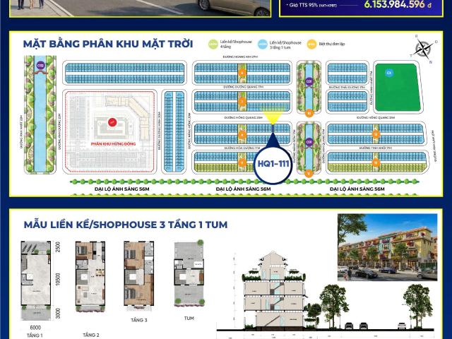 SỐC! 5,7 tỷ – shophouse 2 mặt tiền 96m2, mt 6m, xây 4 tầng. Htls 18 tháng. CĐT: 09666 343