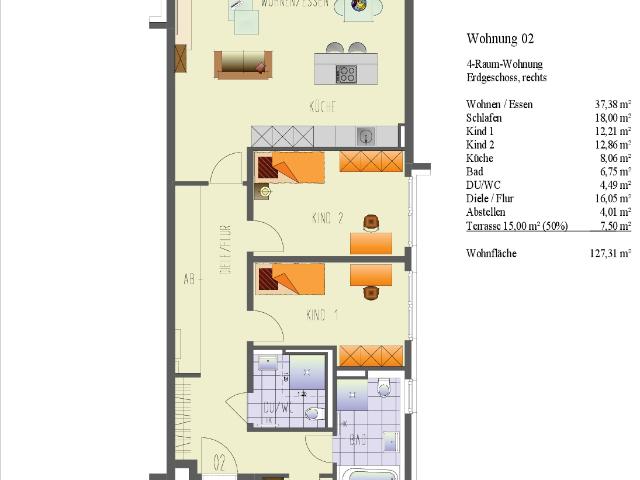 Letzte Chance! Schöne 4 Zimmer Familienwohnung mit sonnigem Garten in ruhiger Lage