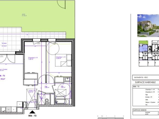 Sciez, appartement 3 pièces de 66.18 m2