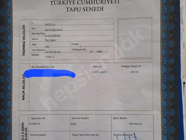 SAHİL ATLIDERE 485 M2 ARAZİ
