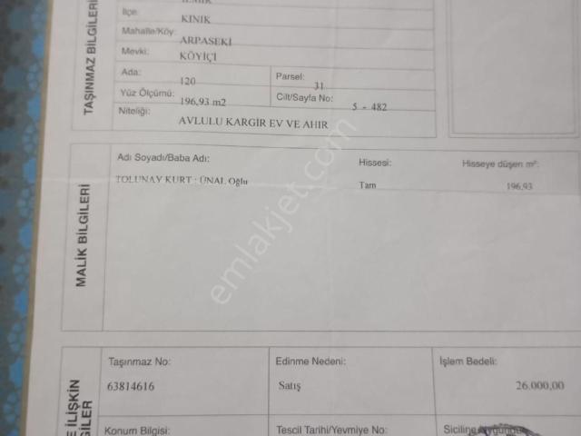 Sahibinden Satlık Müstakil Ev
