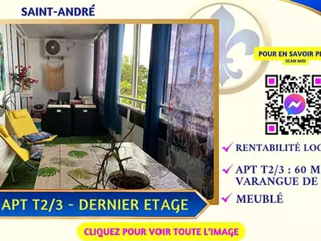 Saint André 97440 Achat / Vente appartement 2 pièces t2 au dernier étage