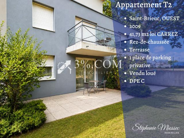 Saint Brieuc, quartier Ouest T2 de 41,73 m2 Terrasse + p