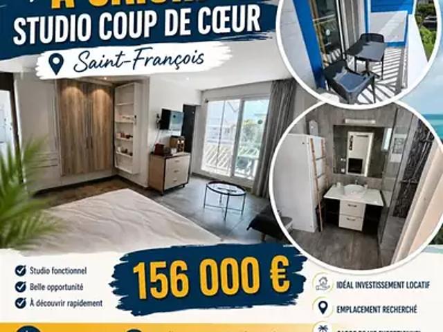 Saint François 97118 Achat / Vente appartement 1 pièce t1 piscine balcon
