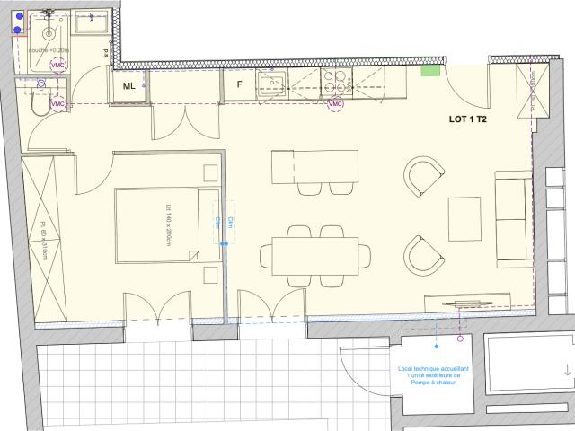 Saint Genis Laval centre 2 pièces 47 m2
