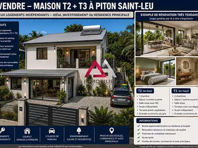 Saint Leu 97424 Achat / Vente maison 3 pièces t3 terrasse parking
