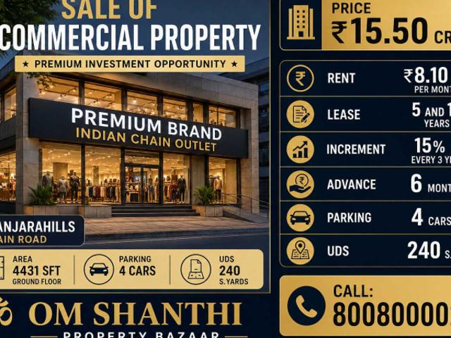 Sale of commercial property PREMIUM BRAND INDIAN CHAIN OUTLET Tenant at Banjarahills main road