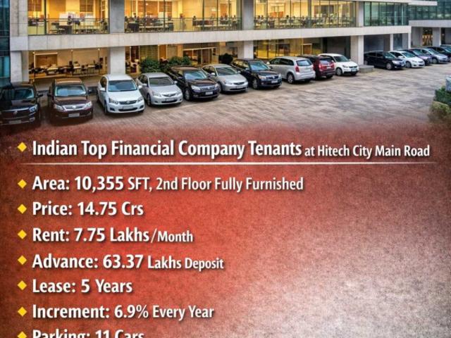 Sale of commercial property with Indian top finacial company at Hitech city main road