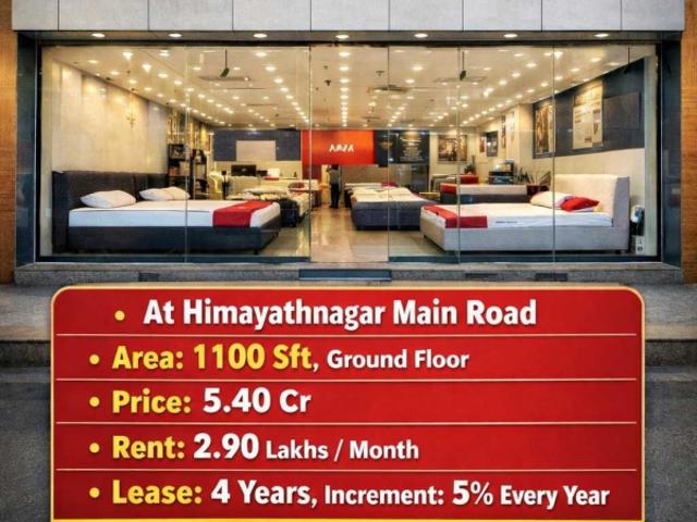 Sale of commercial property with Leading Mattress Branded showroom at Himayathnagar main road