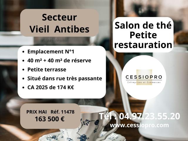 Salon de thé, petite restauration, emplacement No1, petite terrasse, secteur vieil Antibes