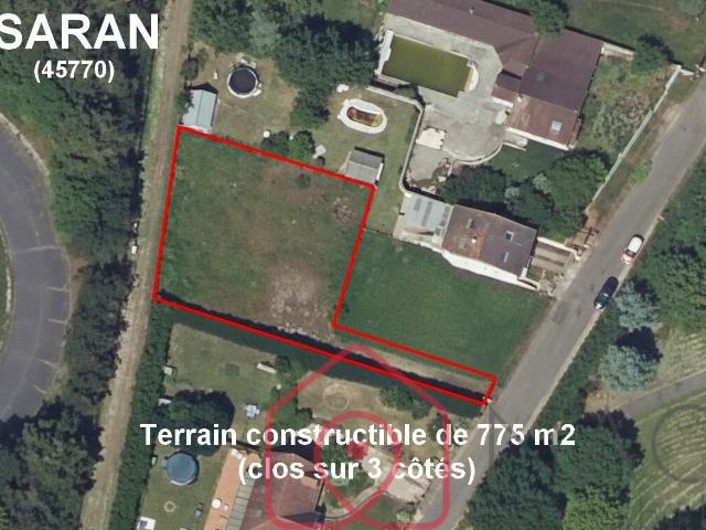 Saran terrain constructible de 775m2 proche des commodités
